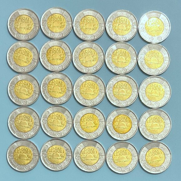 Canada 2019 Uncirculated '75th Anniversary of D-Day'  Roll of 25 x $2 Toonies! - Picture 2 of 16